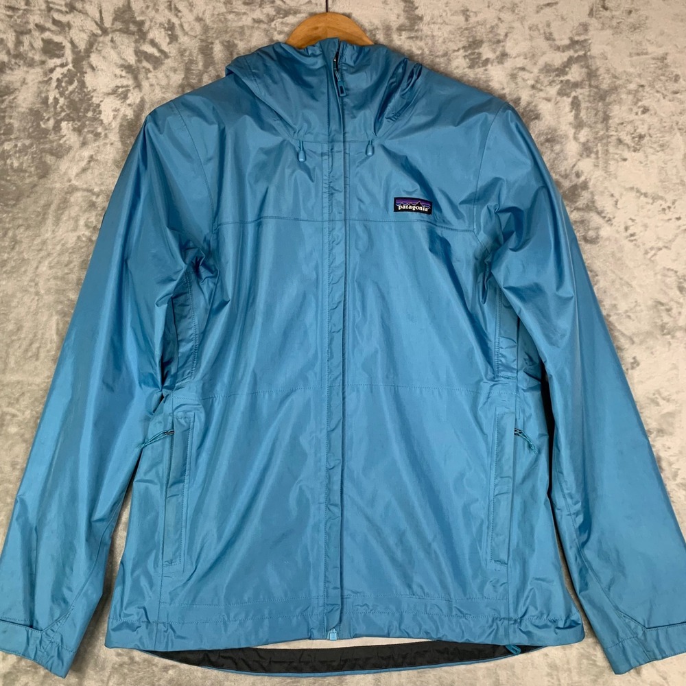 Patagonia Womens M Torrentshell Rain Jacket H2NO Mako Blue Waterproof Hood 83807